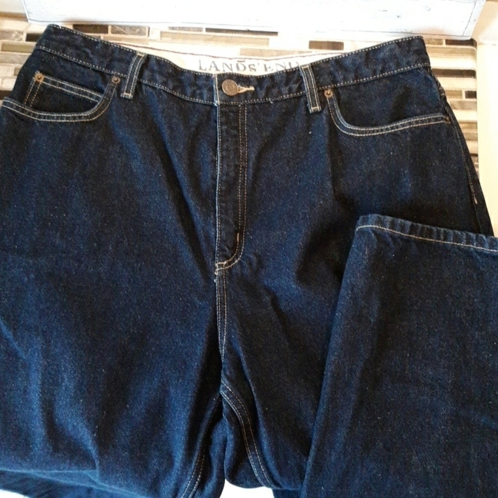 Lands End relaxed fit tapered leg tradition waist